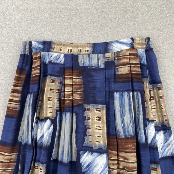 Vintage Y2K 90s Sag Harbor Maxi Skirt Large Blue Brown Geometric Funky Abstract - Picture 9 of 16